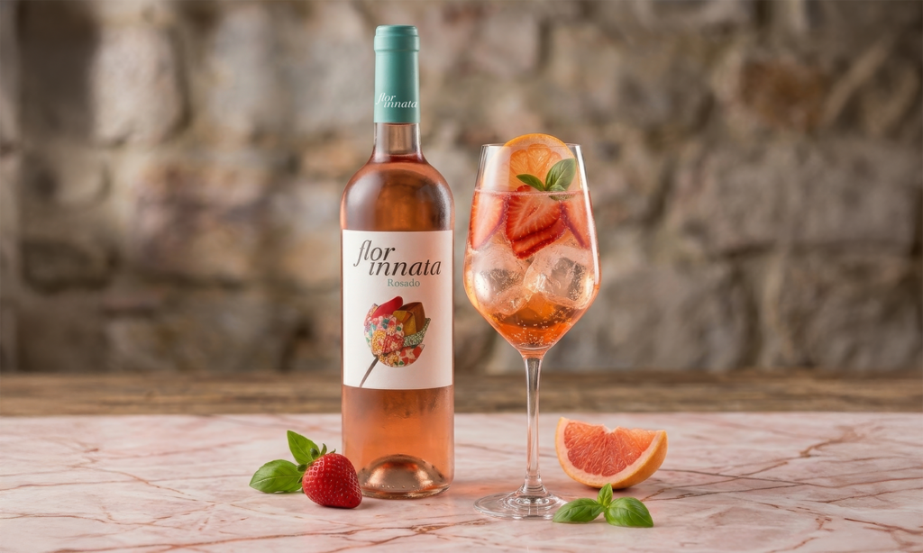 Cóctel con Flor Innata Rosado Rosé Sunset Spritz